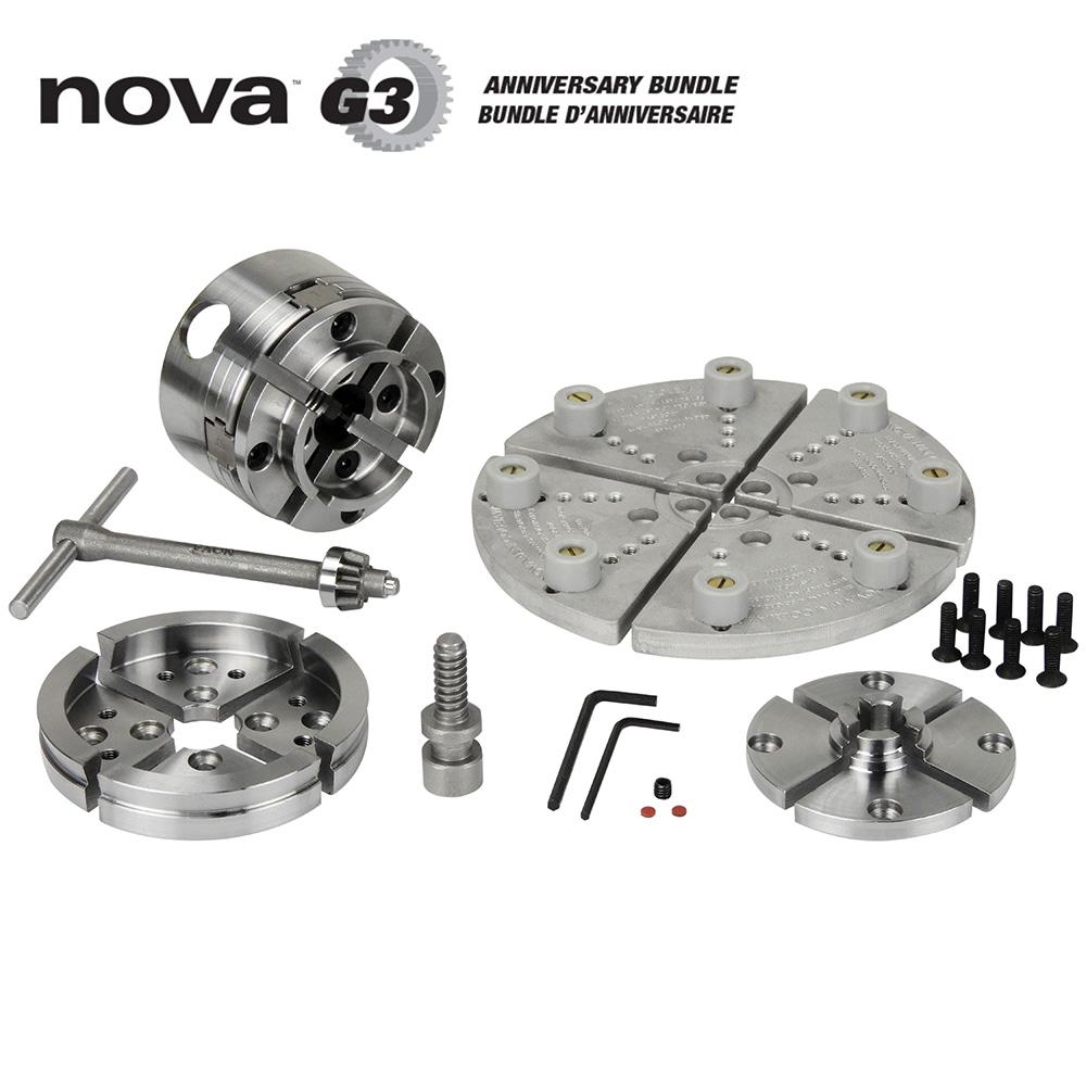 Nova G3 wood lathe chuck anniversary bundle