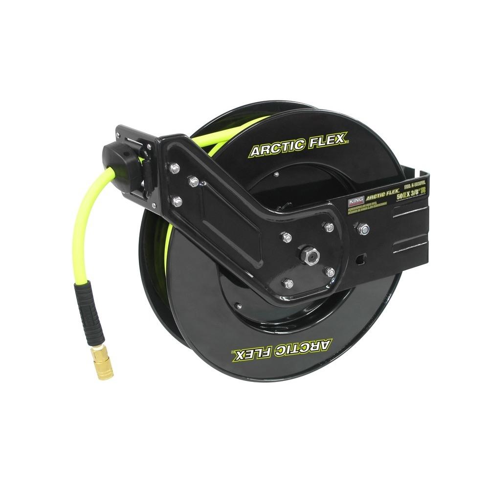 3/8&#34; x 50&#39; Retractable air hose reel with hybrid air polymer hose