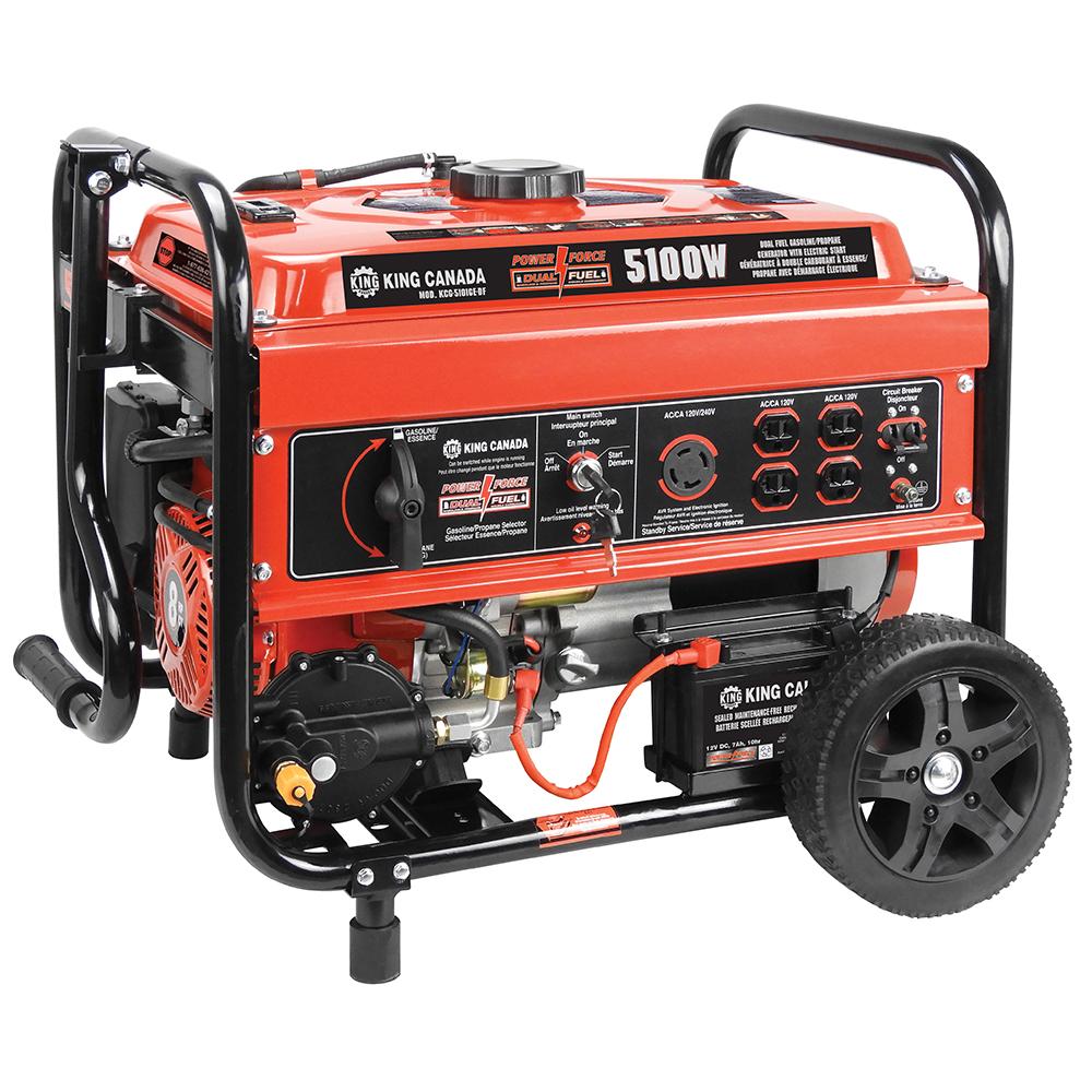 5100W dual fuel gasoline/propane generator with electric start