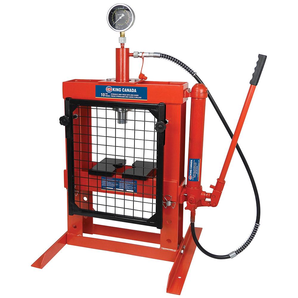 10 Ton hydraulic shop press with grid guard