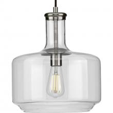 Progress P500231-009 - Latrobe Collection One-Light Brushed Nickel Clear Glass Coastal Pendant Light