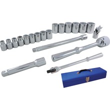 Gray Tools 38120 - 20 Piece 1/2" Drive 12 Point SAE, Standard Chrome Socket & Attachment Set
