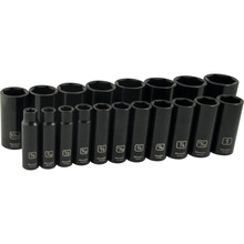 Gray Tools D018026 - 1/2" Drive 19 Pieces 6 Point Deep SAE Impact Socket Set