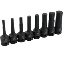 Gray Tools D018103 - 1/2" Drive 8 Piece Metric Hex Head Bit Impact Socket Set