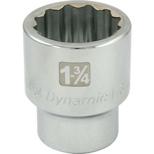 Gray Tools D099454 - 1-3/4" X 1" Drive, 12 Point Standard Length, Chrome Socket