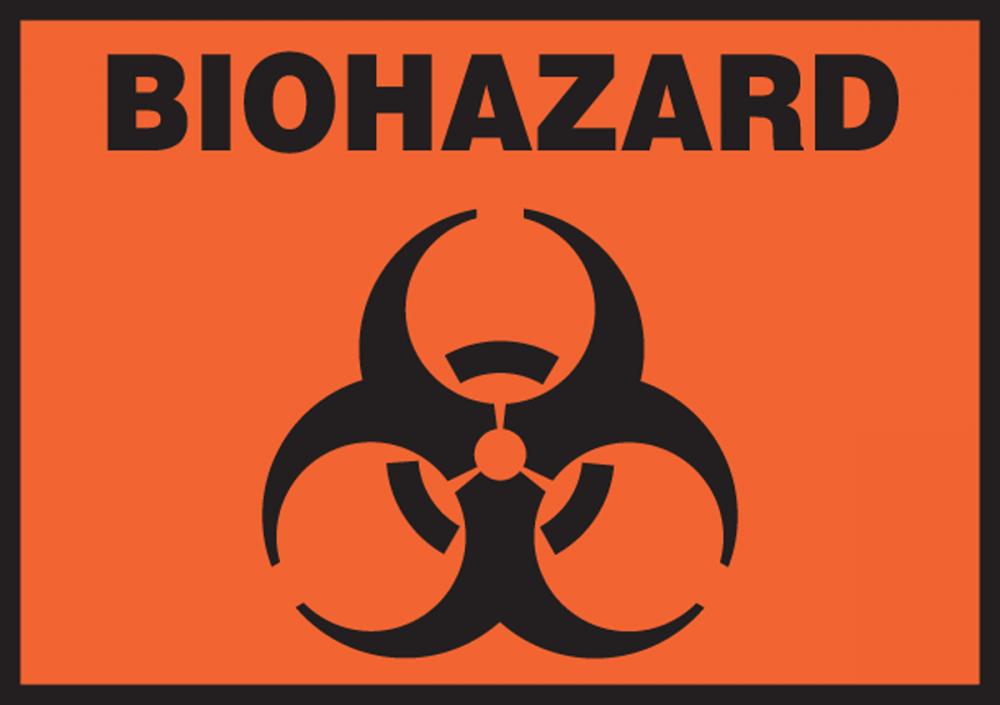 Safety Label, BIOHAZARD, 3 1/2" x 5", Adhesive Vinyl, 5/pk