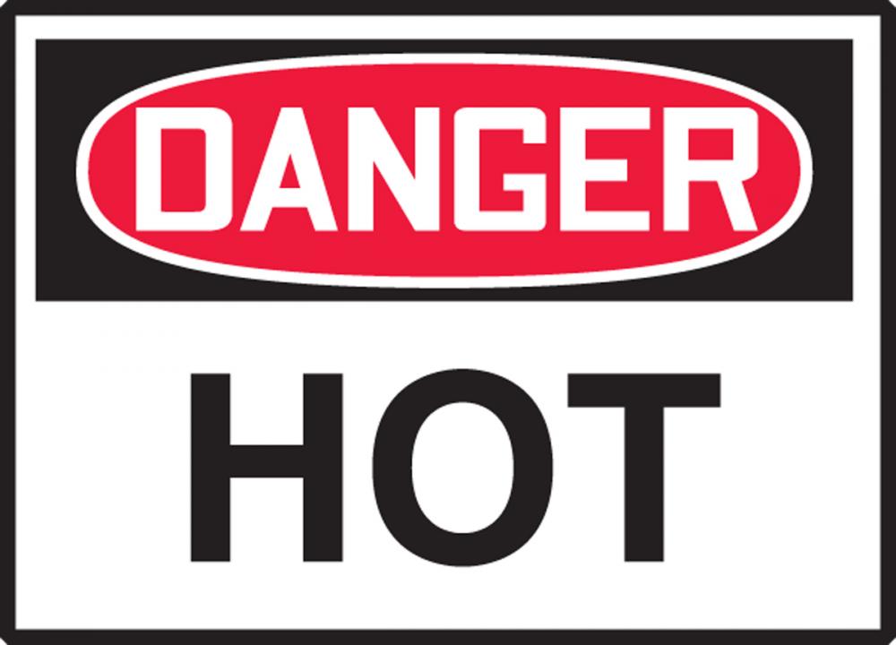 Safety Label, DANGER HOT, 3 1/2" x 5", Dura-Vinylâ„¢