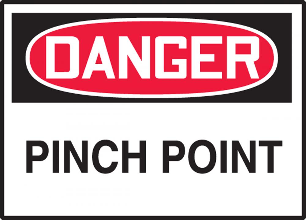 Safety Label, DANGER PINCH POINT, 3 1/2" x 5", Dura-Vinylâ„¢