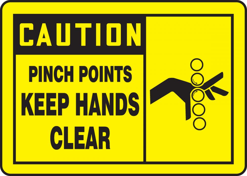 Safety Label, CAUTION PINCH POINTS KEEP HANDS CLEAR, 3 1/2" x 5", Dura-Vinylâ„¢