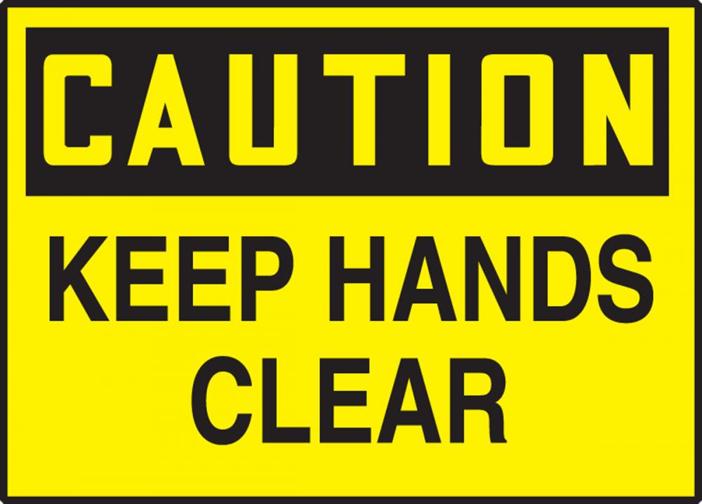 Safety Label, CAUTION KEEP HANDS CLEAR, 3 1/2" x 5", Dura-Vinylâ„¢