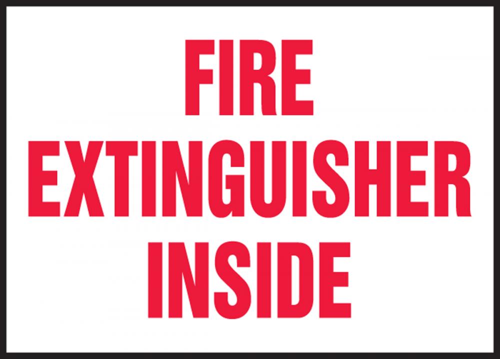 Safety Label, FIRE EXTINGUISHER INSIDE, 3 1/2&#34; x 5&#34;, Adhesive Vinyl, 5/pk