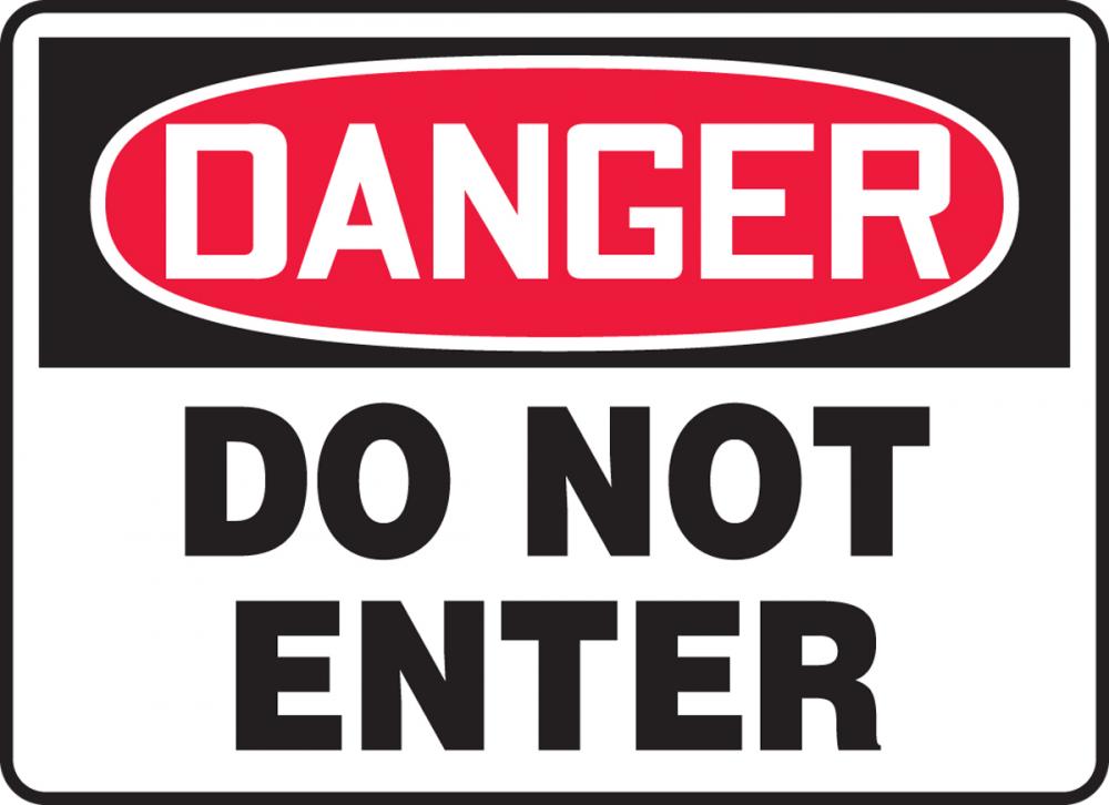 Safety Sign, DANGER DO NOT ENTER, 7&#34; x 10&#34;, Plastic