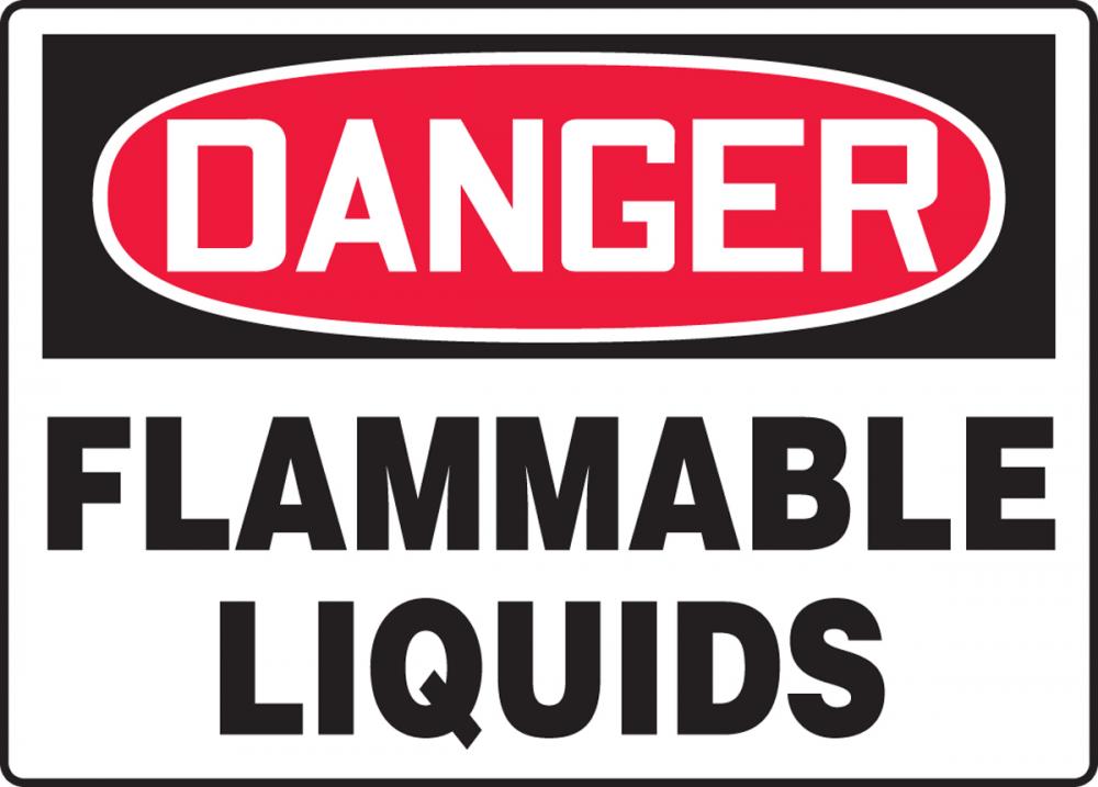 Safety Sign, DANGER FLAMMABLE LIQUIDS, 7&#34; x 10&#34;, Plastic