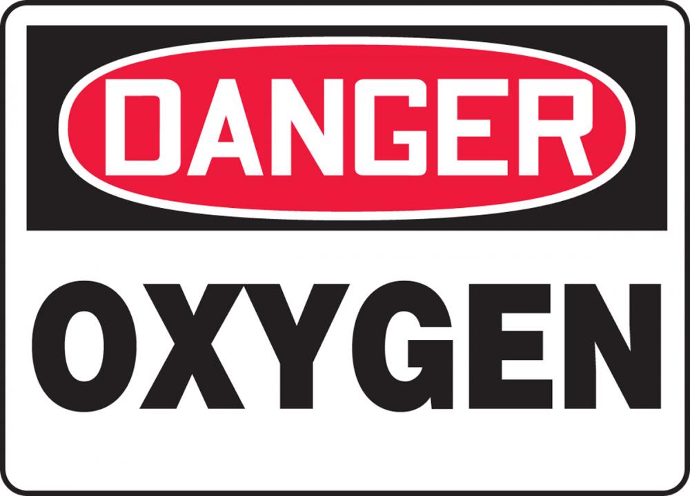 Safety Sign, DANGER OXYGEN, 7&#34; x 10&#34;, Aluminum