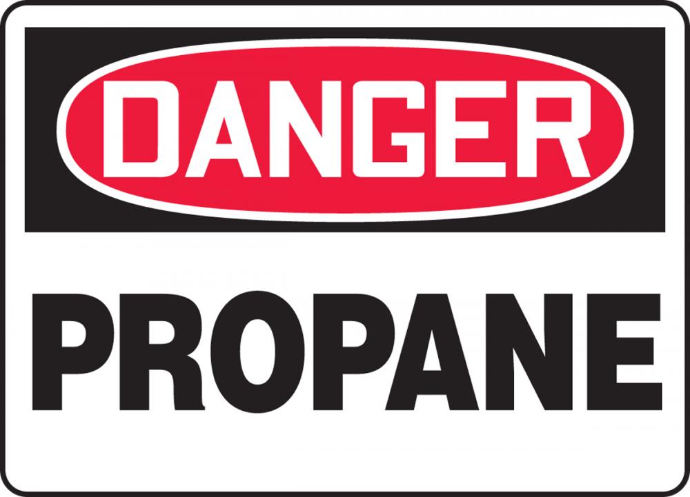 Safety Sign, DANGER PROPANE, 10&#34; x 14&#34;, Adhesive Vinyl