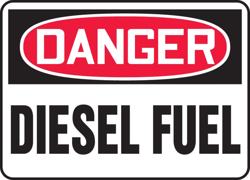 Safety Sign, DANGER DIESEL FUEL, 7&#34; x 10&#34;, Plastic