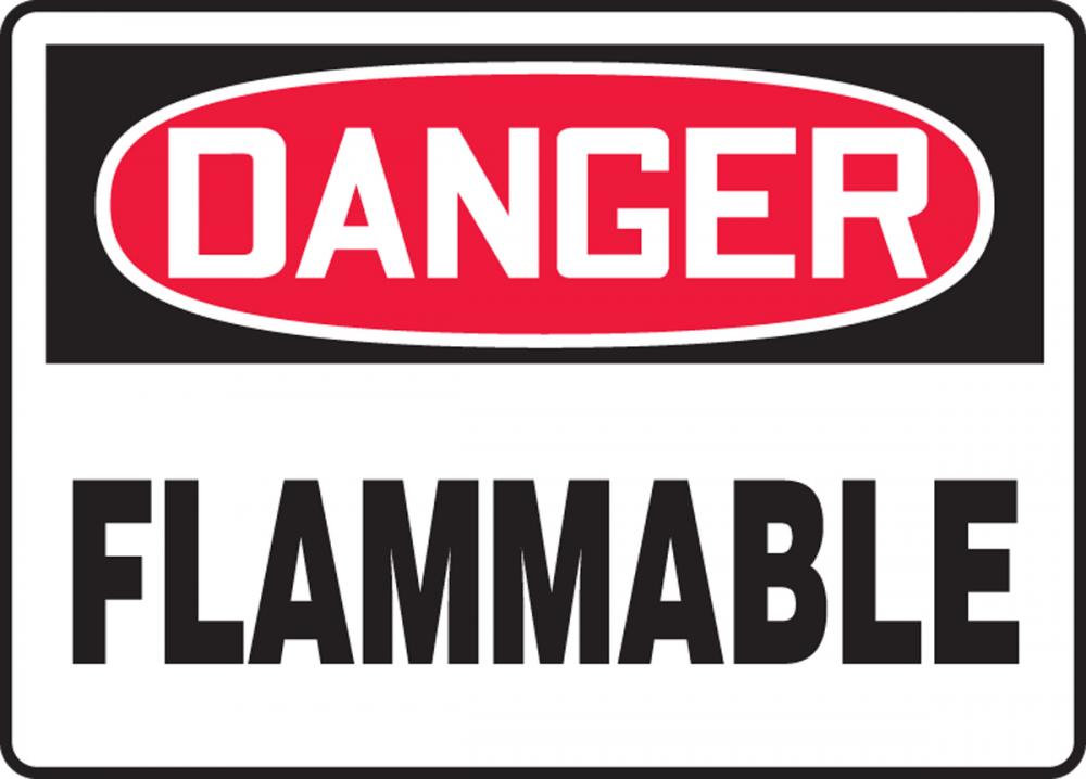 Safety Sign, DANGER FLAMMABLE, 7&#34; x 10&#34;, Aluminum