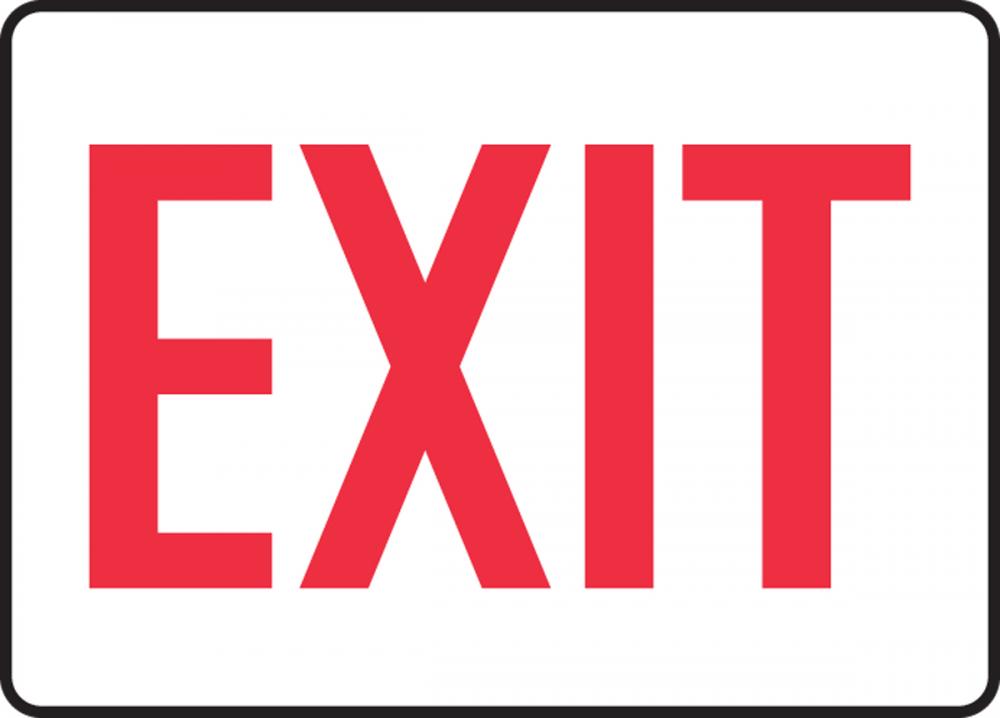 Safety Sign, EXIT (red/white), 7&#34; x 10&#34;, Plastic