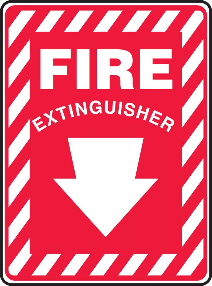 Safety Sign, FIRE EXTINGUISHER, 14" x 10", Plastic