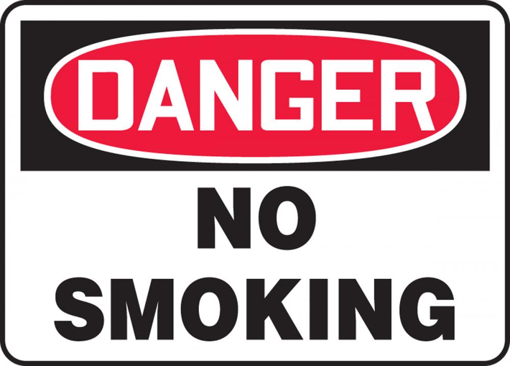 Safety Sign, DANGER NO SMOKING, 7&#34; x 10&#34;, Adhesive Vinyl