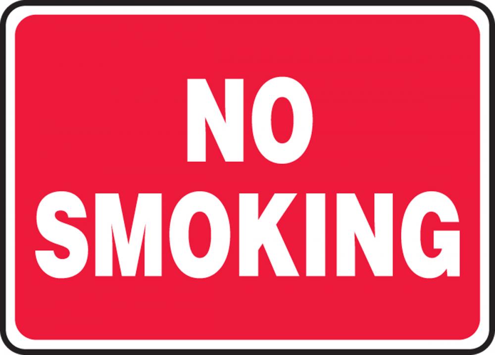 Safety Sign, NO SMOKING (white/red), 7" x 10", Plastic