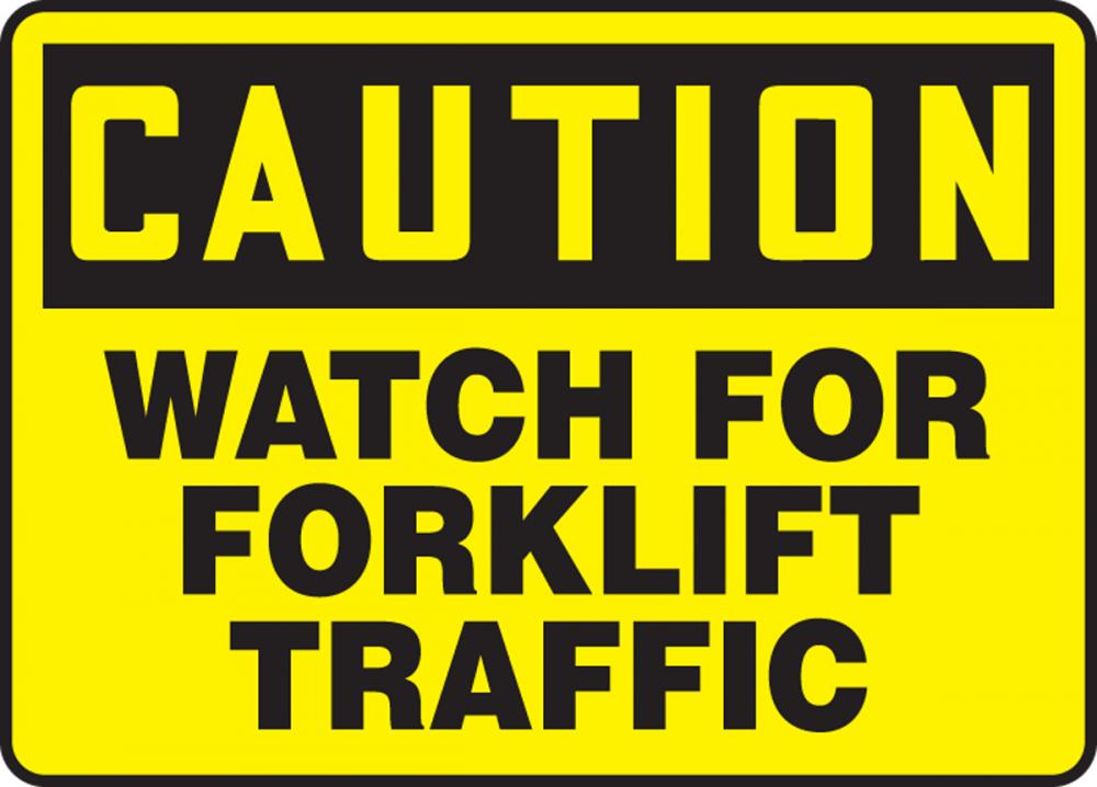 Safety Sign, CAUTION WATCH FOR FORKLIFT TRAFFIC, 7&#34; x 10&#34;, Aluminum