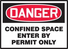 Accuform LCSP280XVE - Safety Label, DANGER CONFINED SPACE ENTER BY PERMIT ONLY, 3 1/2" x 5", Dura-Vinylâ„¢