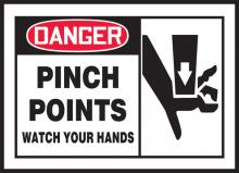 Accuform LEQM017VSP - Safety Label, DANGER PINCH POINTS WATCH YOUR HANDS, 3 1/2" x 5", Adhesive Vinyl, 5/pk