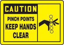Accuform LEQM613VSP - Safety Label, CAUTION PINCH POINTS KEEP HANDS CLEAR, 3 1/2" x 5", Adhesive Vinyl, 5/pk