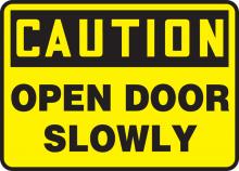 Accuform MABR607VA - Safety Sign, CAUTION OPEN DOOR SLOWLY, 10" x 14", Aluminum