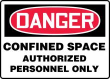 Accuform MCSP141VA - Safety Sign, DANGER CONFINED SPACE AUTHORIZED PERSONNEL ONLY, 10" x 14", Aluminum