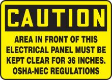 Accuform MELC625VS - Safety Sign, CAUTION AREA IN FRONT OF THIS ELECTRICAL..., 10" x 14", Adhesive Vinyl