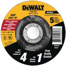 DeWalt DW8424B5 - 4-1/2" x .045" x 7/8" Metal Cutting Wheel 5 Pack