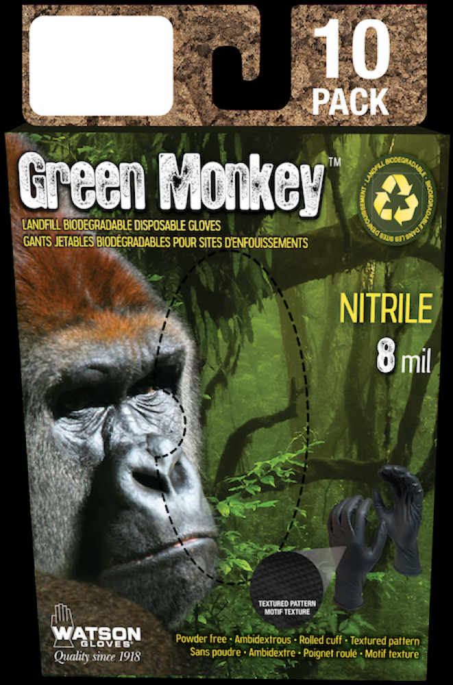 GREEN MONKEY 10 PK, 8 MIL, 11&#34; BLK - XXLARGE