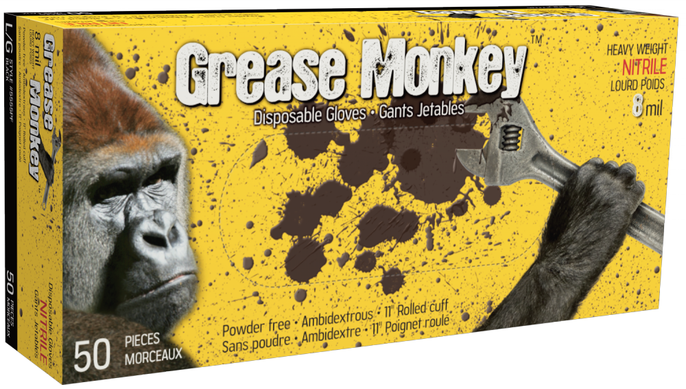 BLK 8MIL PF NITRILE GREASE MONKEY GLOVES (50)