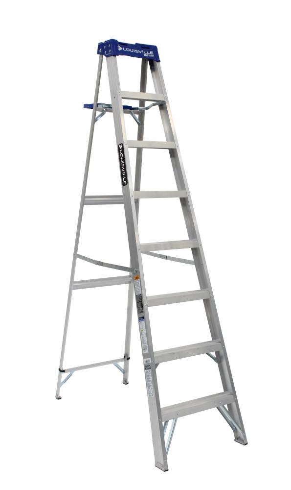 8' Aluminum Step Ladder, w/Molded Pail Shelf, Type I, 250 lb Load Capacity