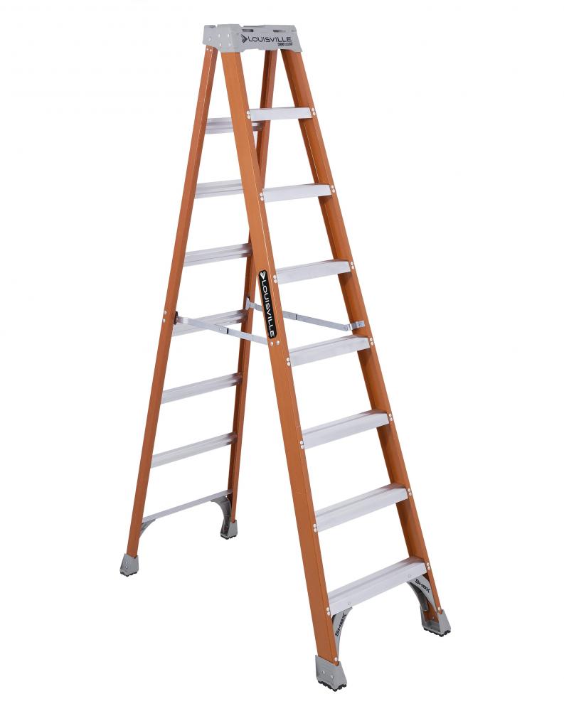 8' Fiberglass Step Ladder, Type IA, 300 lb Load Capacity