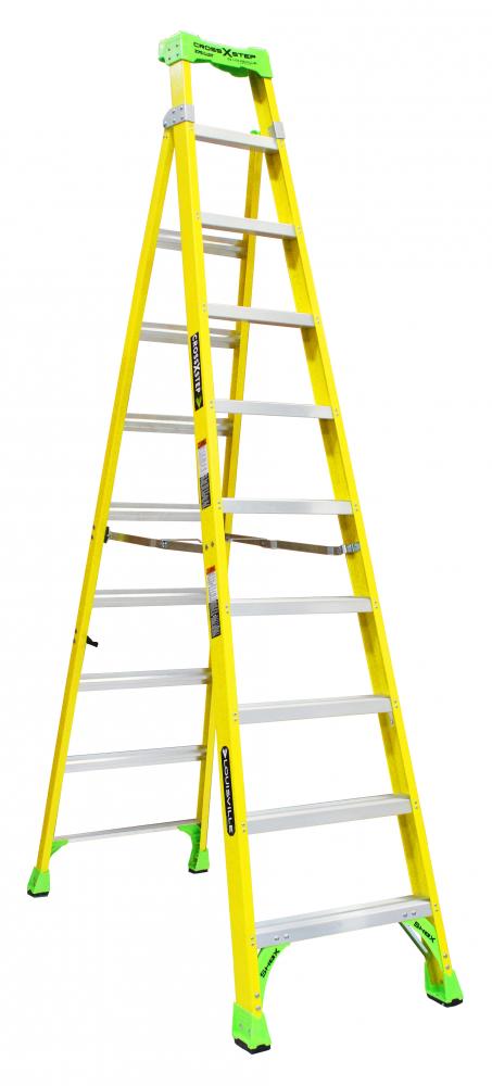 10' Fiberglass Cross Step Ladder, Type IAA, 375 lb Load Capacity