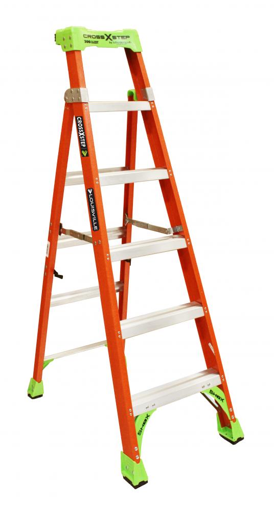 6' Fiberglass Cross Step Ladder, Type IA, 30 lb Load Capacity