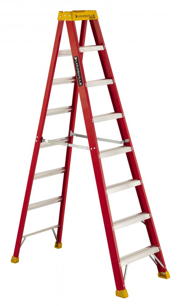 8&#39; Fiberglass Step Ladder, Type IA, 300 lb Load Capacity