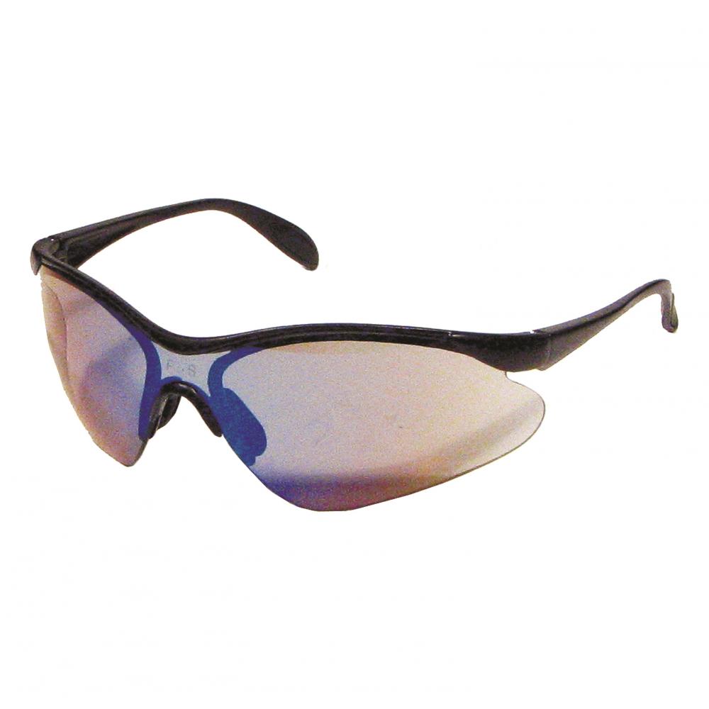 Miranda Black frame w/paddle temples, blue mirror lens, CSA