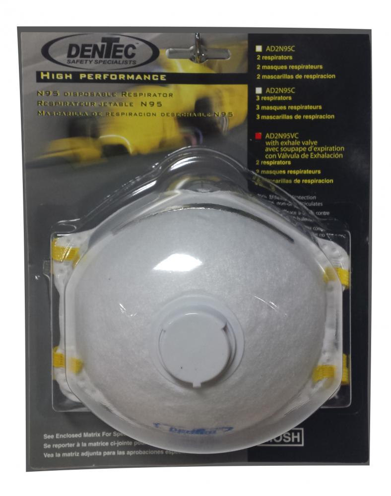 N95 Disposable Respirator with Valve 2 Pack 25PK/Case