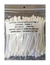 Dentec 80-1207-0 - COTTON TIPPED APPLICATORS 3" (7.5cm) Double Tip 100/Bag