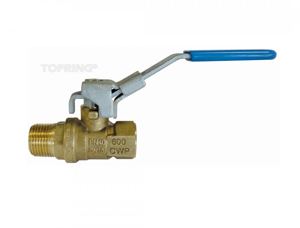 Brass Ball Valve With Locking Handle 1/4 (M) NPT to 1/4 (F) NPT