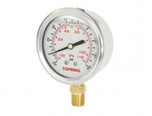 Topring 55.604 - 2 1/2 In. Stainless Steel Liquid Filled Pressure Gauge With Glycerin 30 Hg + 160 PSI