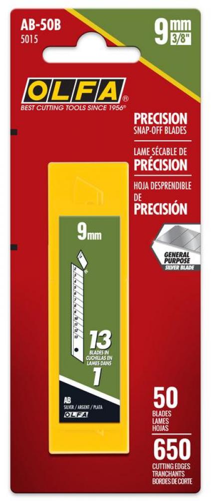 AB-10B 9mm Silver Precision Snap Blade, 5pk