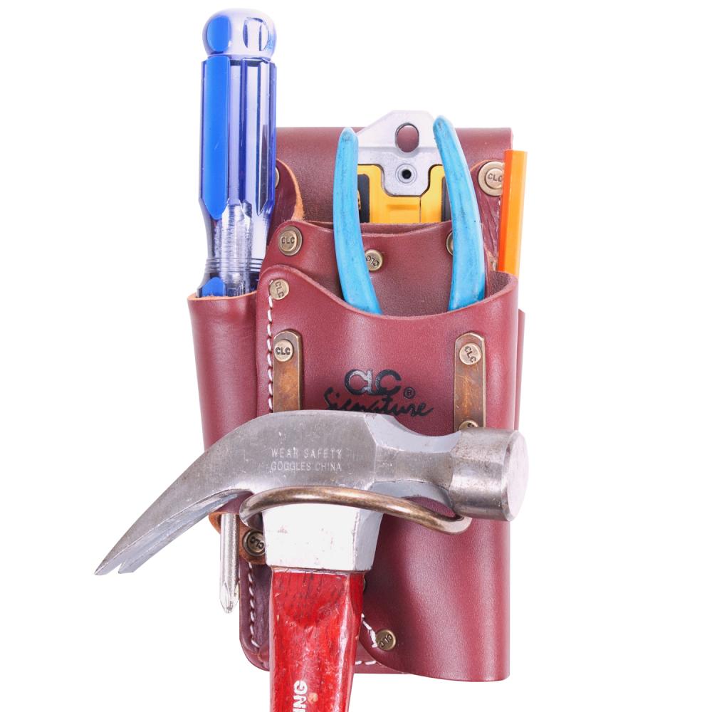 HEAVY-DUTY LEATHER HAMMER/TOOL HOLDER - 4 POCKETS