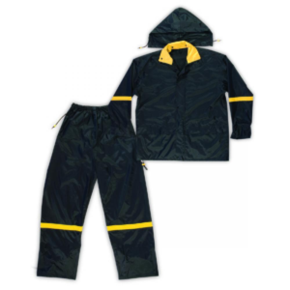 3 PIECE NYLON RAIN SUIT - BLACK - (.18mm NYLON) - L