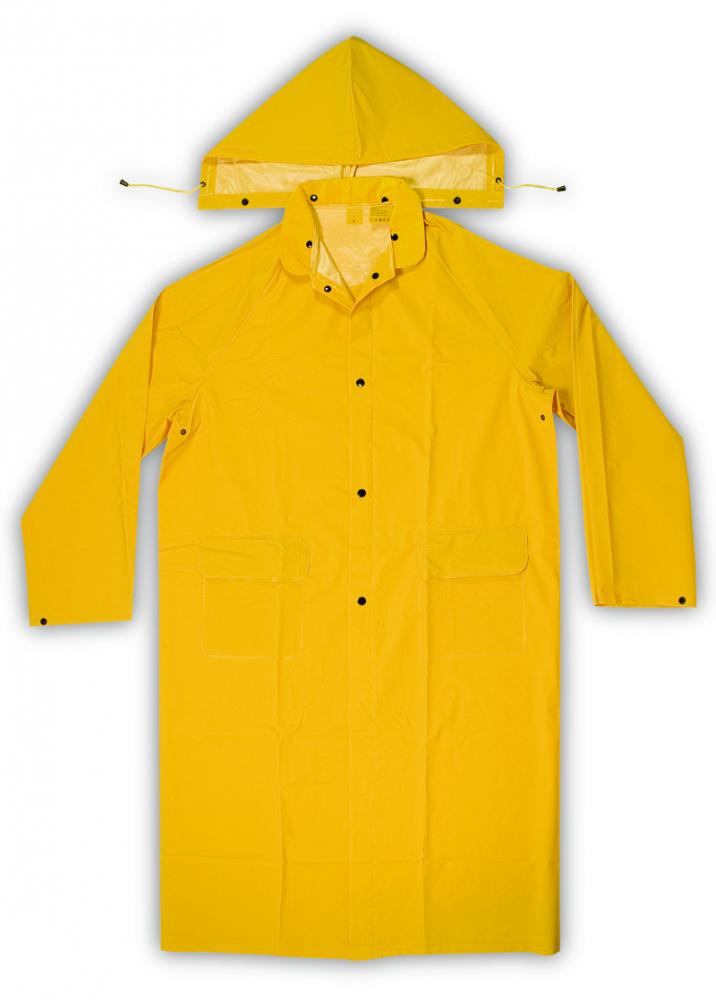 2 PIECE HEAVYWEIGHT PVC TRENCH COAT - YELLOW - (.35mm PVC) - XL