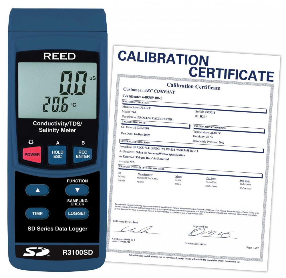 REED R3100SD-NIST  Data Logging Conductivity/TDS/Salinity Meter